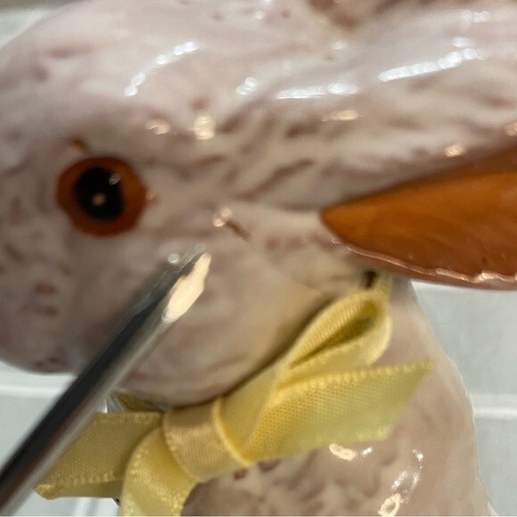 Country White Glaze Terracotta Bunny Rabbit Easter Spring Decor Red Clay Pottery - Picture 8 of 11